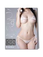 【癒しフル】 うすい。-usui- 極小ランジェリーセット［三角ブラ×サイドリボンTバックショーツ］（白）｜lingerie9211