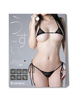 【癒しフル】 うすい。-usui- 極小ランジェリーセット［三角ブラ×サイドリボンTバックショーツ］（黒）｜lingerie9212