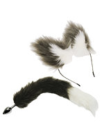 【癒しフル】 カチューシャ＆お尻っぽプラグ グレーセット｜smitem2041