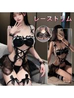 【癒しフル】 小悪魔 スウィートメイド 可愛いデザインランジェリー お得な4点セット コスプレ SM 萌え 定番 ショート丈｜storeago0035193imlvzfbo