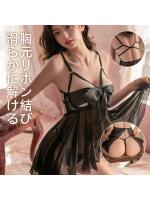 【癒しフル】 リボンのショートスカートランジェリー 薄い 穴あき 股開き 後ろ開き 大胆 透ける レディース 寝巻き SM｜storeago00351mod9bhhizk