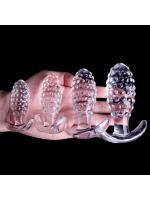 【癒しフル】 ミニ アナルプラグ アナルビーズ イボ付き女性用 4点セット 初心者 小さめ パイナップルの形 あなるぷらぐ アナル段階進み可 透明 105｜storeago00363gur9oe7mal