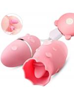 【癒しフル】 ［タマゴ型＋舌舐め型］ ダブルローター 舌バイブ 乳首バイブ 20種振動 小型 静音 防水 強力 充電式 シリコン製 リモコン操作 39｜storeago00363nwplf3oxbb