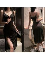 【癒しフル】 シースルーキャミソールロングドレス Tバックセット 軽やかなシアー素材 大人ぽくセクシーな上品な透け感 特別なひと時に F708｜storeago003927ldyou0obi