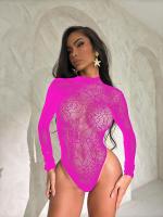 【癒しフル】 セクシーメッシュレオタード・袖あり（ピンク） EU、USAデザイン魅惑的なレオタード 超セクシーコスチューム コスプレ セクシー F593｜storeago003928cbd63nlvf