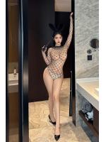 【癒しフル】 レオタードデザイン網目が彩る挑発的なボディストッキング セクシー網ボディストッキング 全身シアー シースルーランジェリー F714｜storeago003929n82495tjs