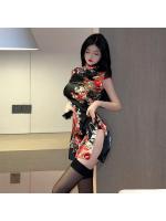 【癒しフル】 艶美花魁 麗しのチャイナミニドレス 深スリット誘惑のボディコン サテンミニスカワンピース スリット入り 特別なひと時に F736｜storeago00392gjg2xt19p7