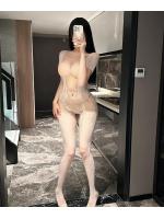 【癒しフル】 過激 全身網タイツ ボディストッキング 【純白/ホワイト】 穴あき オープンクロッチ レース編み 花柄 …