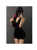 【癒しフル】 ミニスカワンピース（ブラック） Tバック付き 超セクシーを演出 コスプレ セクシー衣装 エロかわ フリーサイズ F425｜storeago00392k0ct28sku5