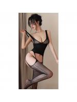 【癒しフル】 過激 ボディストッキング ガーター 一体型 【着たままプレイ】 幾何学柄 網タイツ セクシー ランジェリー 全身タイツ 穴あき フリーサイズ F361｜storeago00392qsmriqa1fv