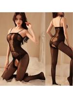 【癒しフル】 全身透け感 レースシースルーボディストッキング 大胆オープンデザイン ボディースーツ柄 オープンクロッチ 超セクシーを演出 フリーサイズ F607｜storeago00392t5dxgnw28w