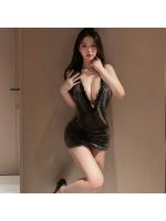 【癒しフル】 【彼の視線、独り占め】悩殺ナイトドレス【Tバックセット】 谷間丸見え キラキララメ生地の超ミニボディコンドレス F765｜storeago00392xfjvzutihe