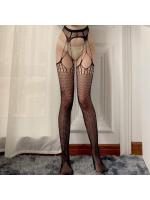 【癒しフル】 オープンガーター網タイツ 超セクシータイプ 魅惑的ヨーロピアンストッキング フリーサイズ F018｜storeago00392zhqjg33mrp